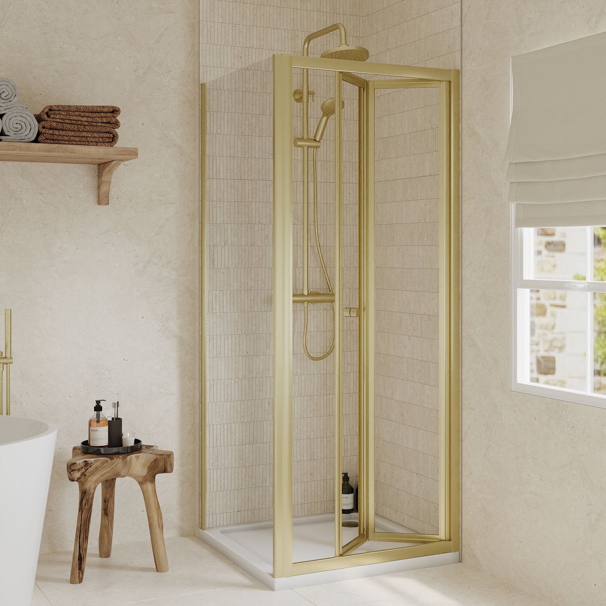 [BEZET053] Almington Bi-Fold Shower Door, Side Panel and Shower Tray - Choice of Size and Finish - Lifestyle 1