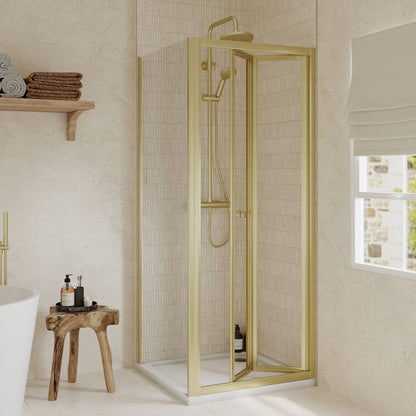 [BEZET053] Almington Bi-Fold Shower Door, Side Panel and Shower Tray - Choice of Size and Finish - Lifestyle 1