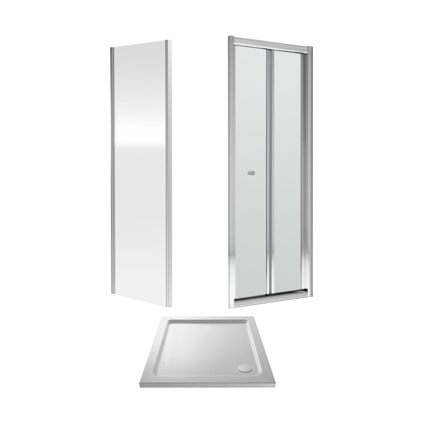 [BEZET055] Almington Bi-Fold Shower Door, Side Panel and Shower Tray - Choice of Size and Finish - Cutout