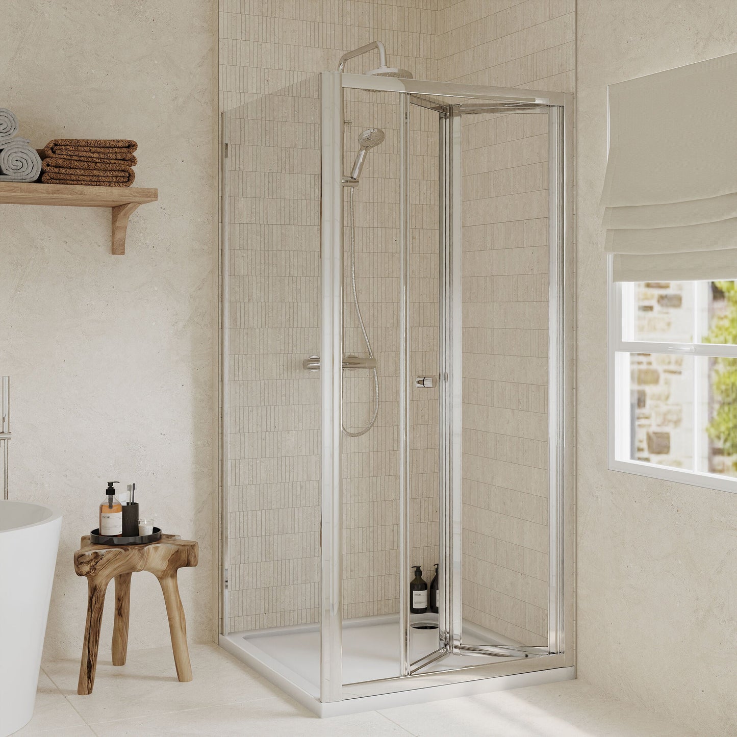 [BEZET055] Almington Bi-Fold Shower Door, Side Panel and Shower Tray - Choice of Size and Finish - Lifestyle 1