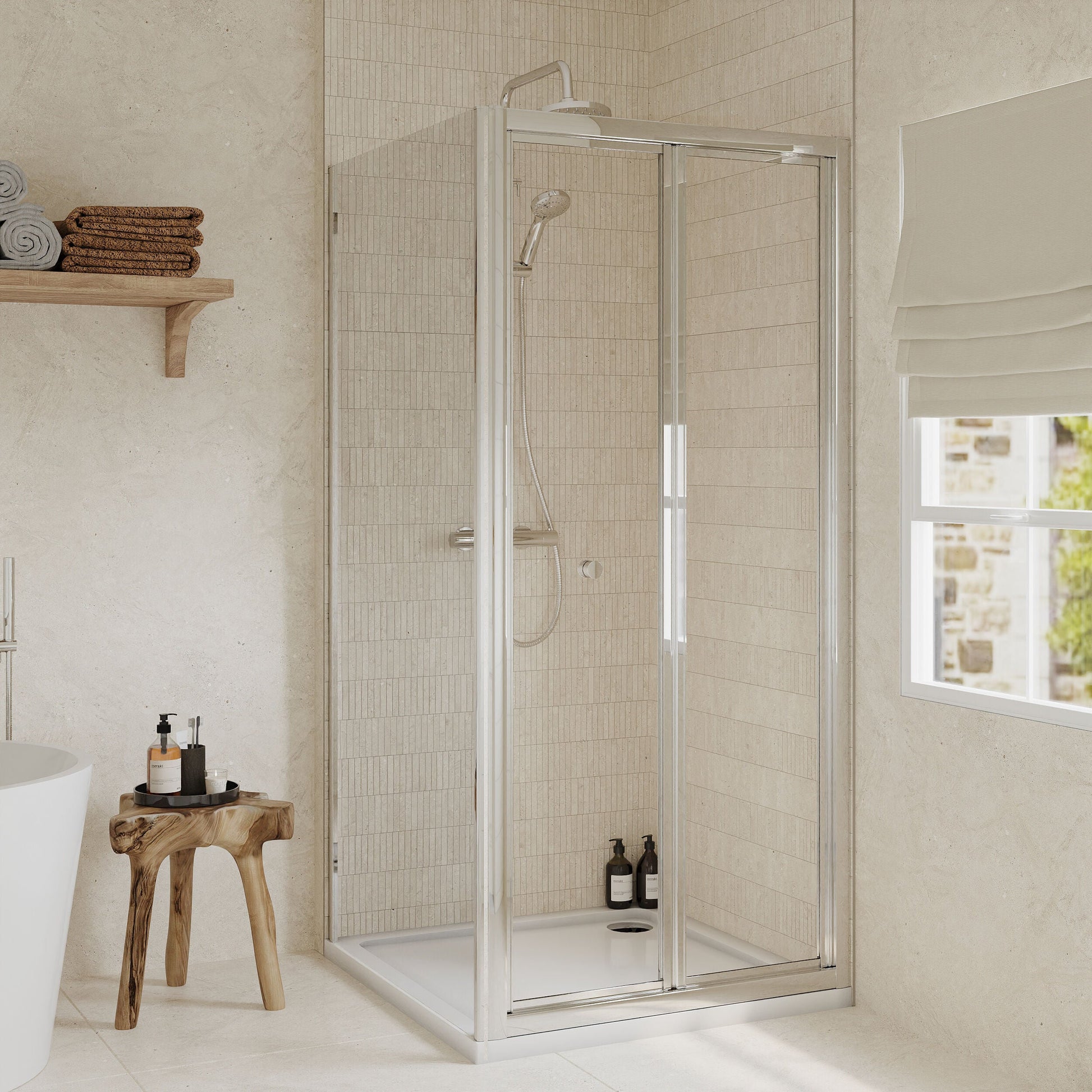 [BEZET055] Almington Bi-Fold Shower Door, Side Panel and Shower Tray - Choice of Size and Finish - Lifestyle 2