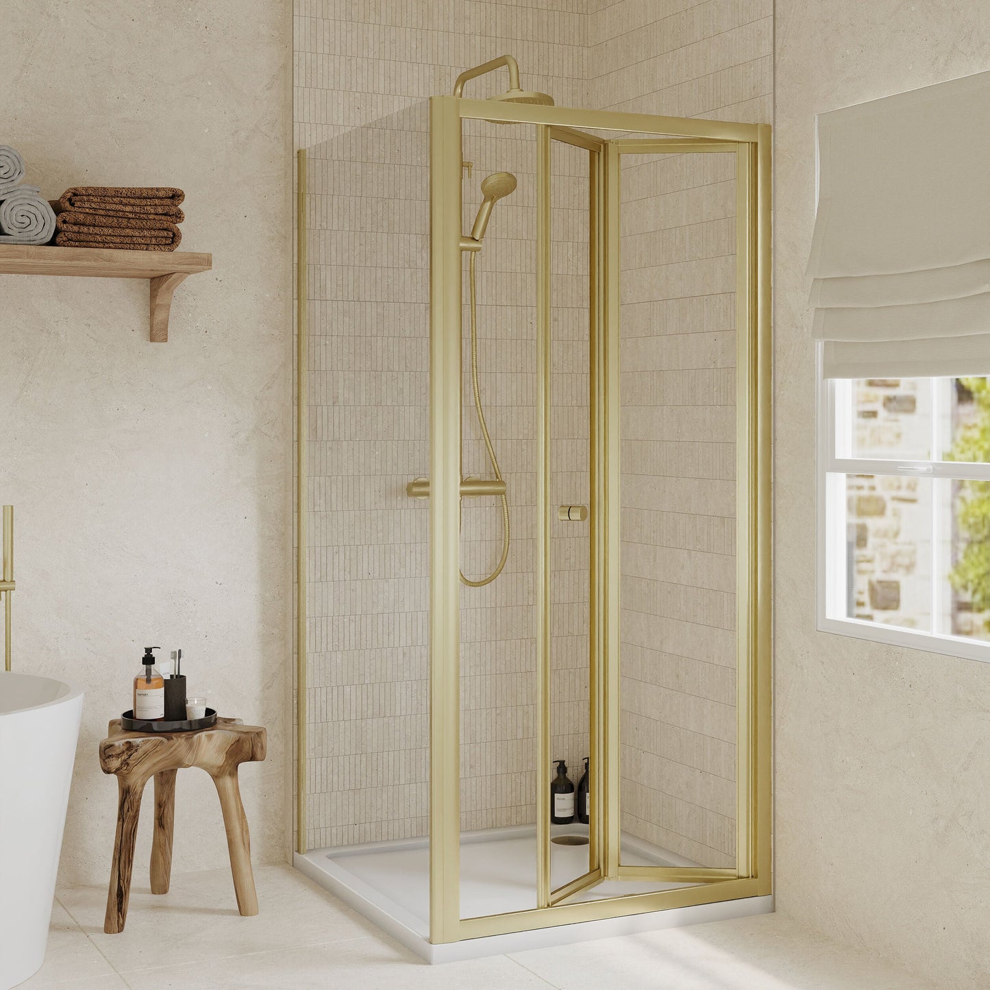 [BEZET056] Almington Bi-Fold Shower Door, Side Panel and Shower Tray - Choice of Size and Finish - Lifestyle 1