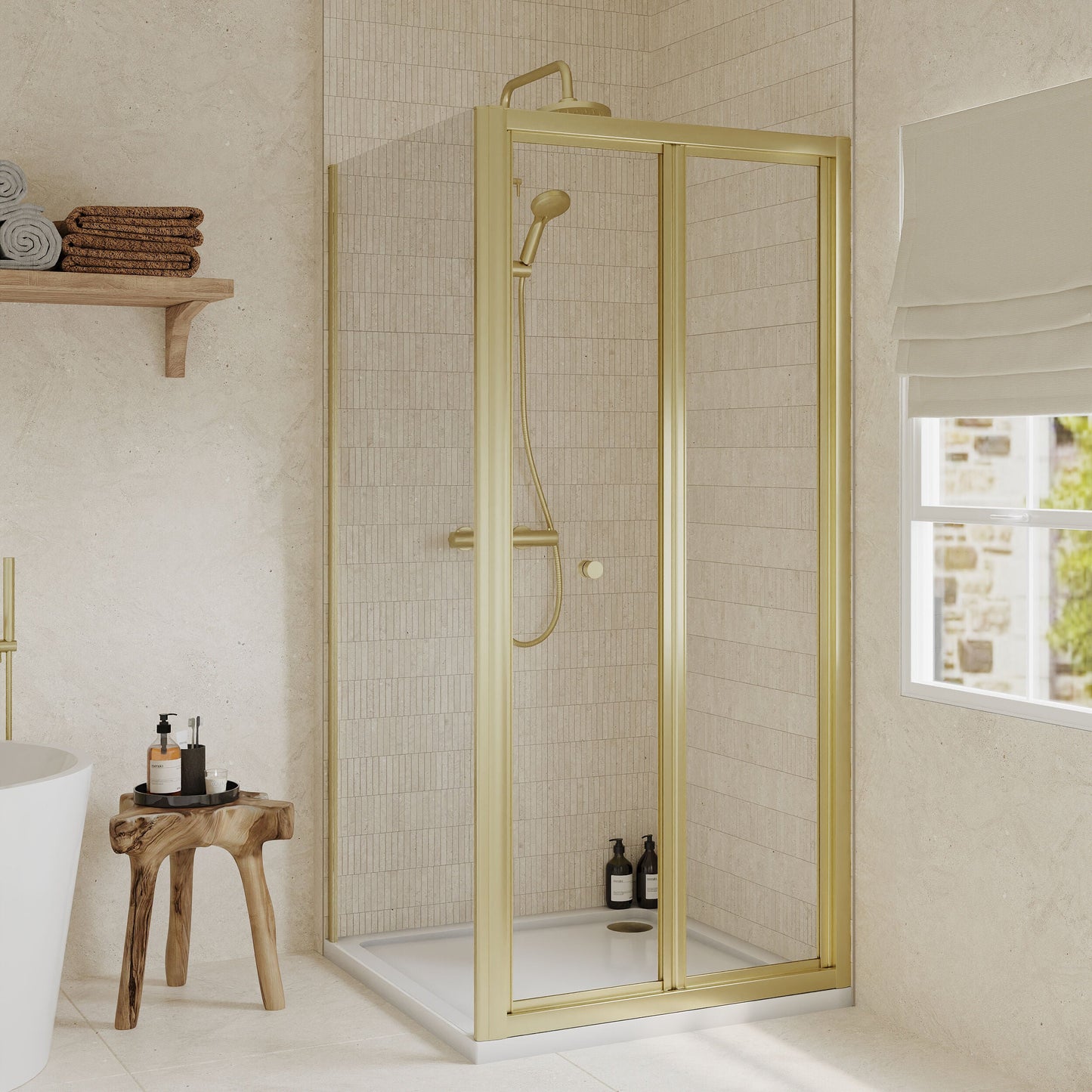[BEZET056] Almington Bi-Fold Shower Door, Side Panel and Shower Tray - Choice of Size and Finish - Lifestyle 2