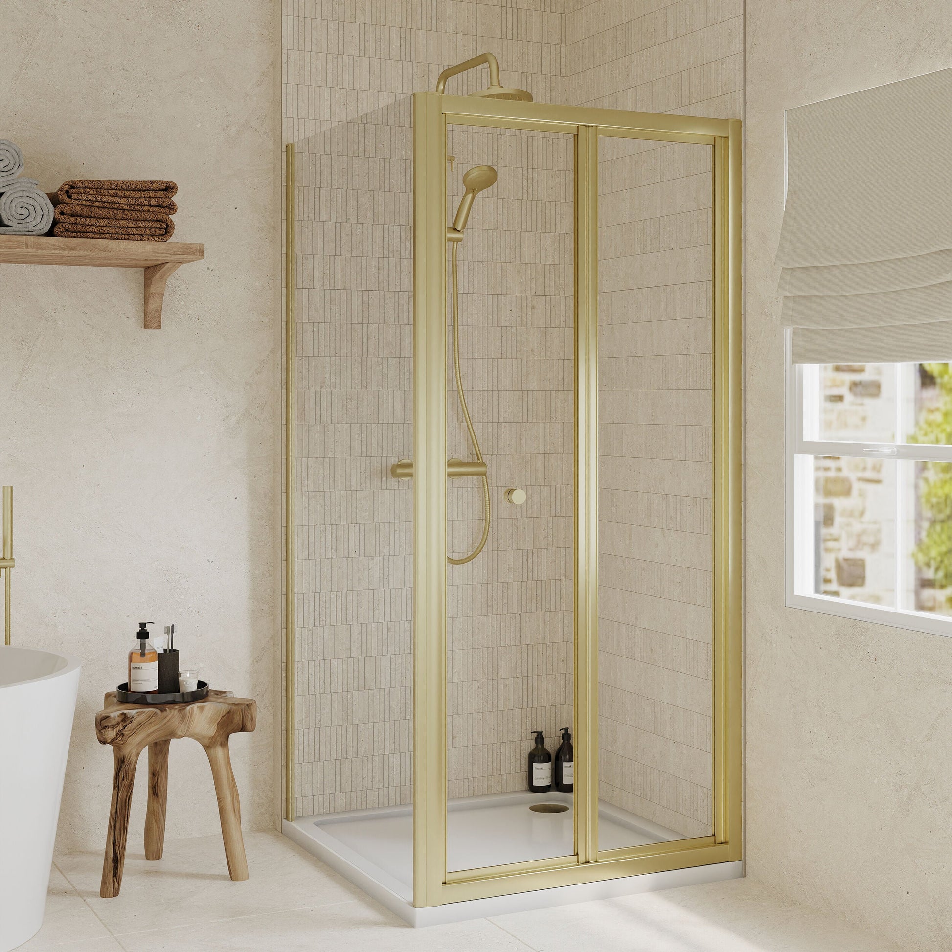 [BEZET056] Almington Bi-Fold Shower Door, Side Panel and Shower Tray - Choice of Size and Finish - Lifestyle 2