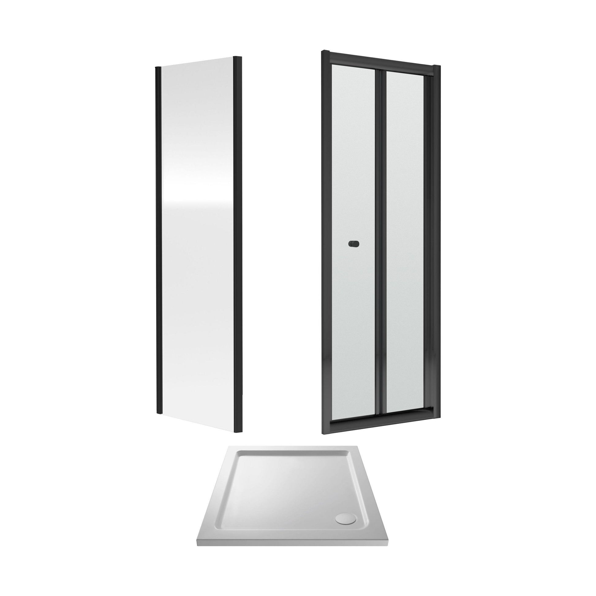 [BEZET057] Almington Bi-Fold Shower Door, Side Panel and Shower Tray - Choice of Size and Finish - Cutout