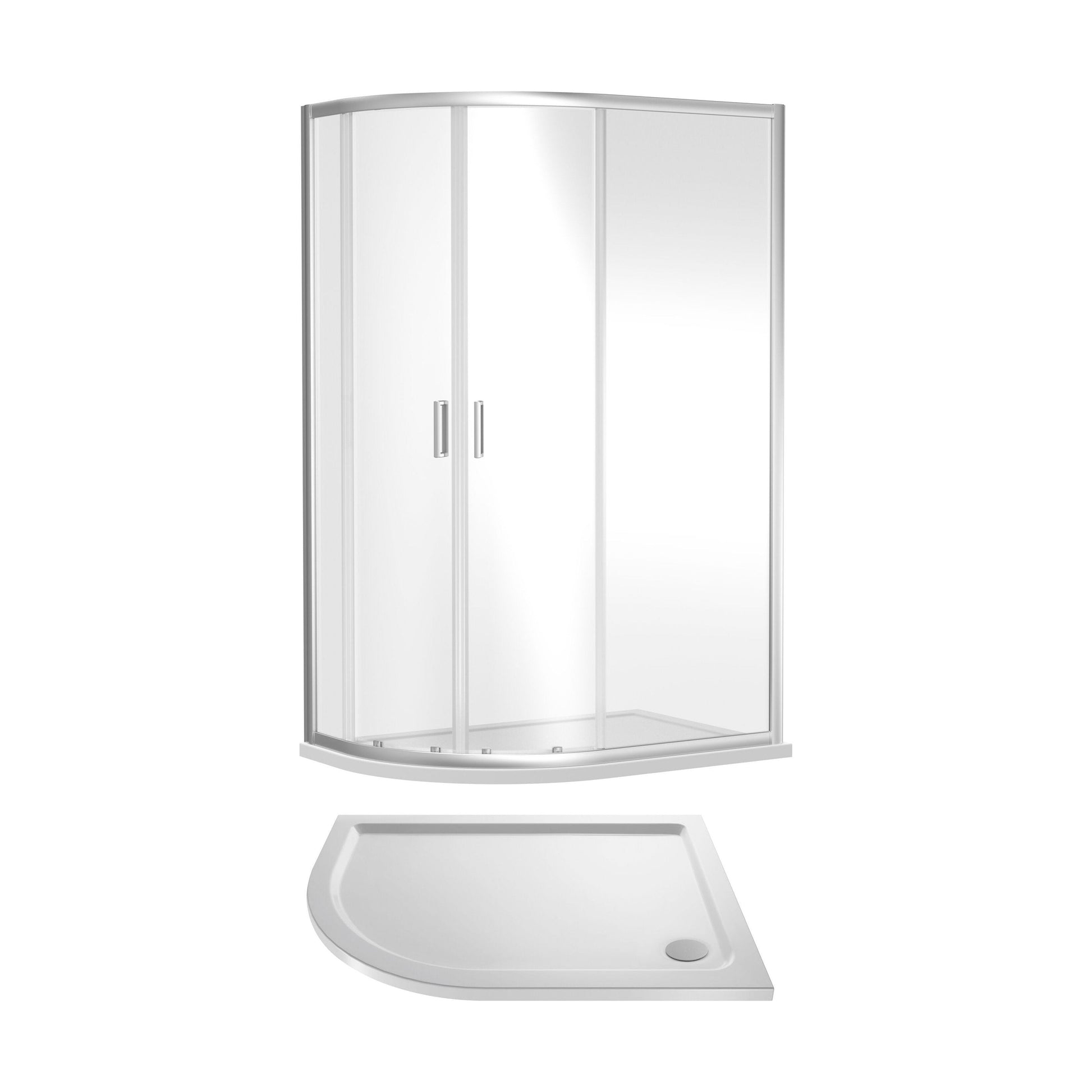 [BEZET067] Almington Offset Quadrant Shower Enclosure and Shower Tray - Choice of Size, Tray Orientation and Finish - Cutout