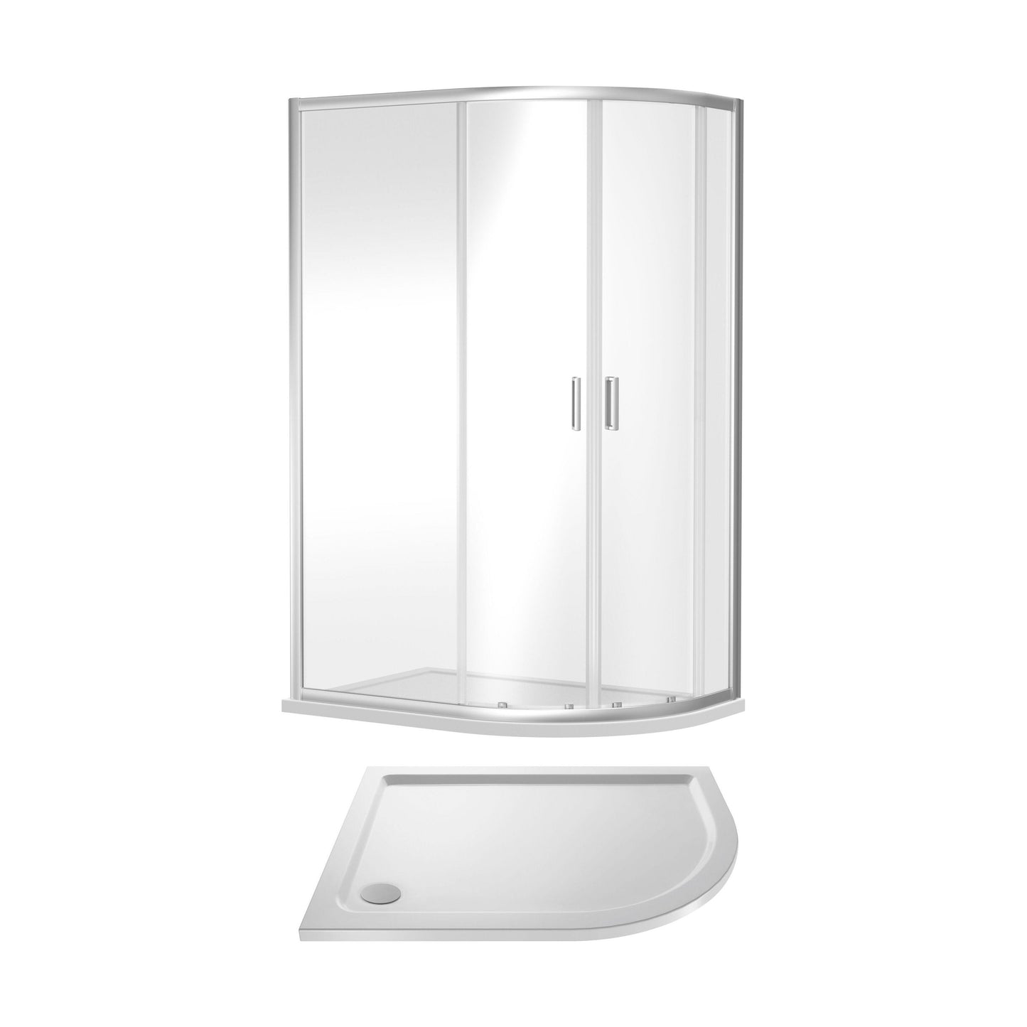 [BEZET070] Almington Offset Quadrant Shower Enclosure and Shower Tray - Choice of Size, Tray Orientation and Finish - Cutout