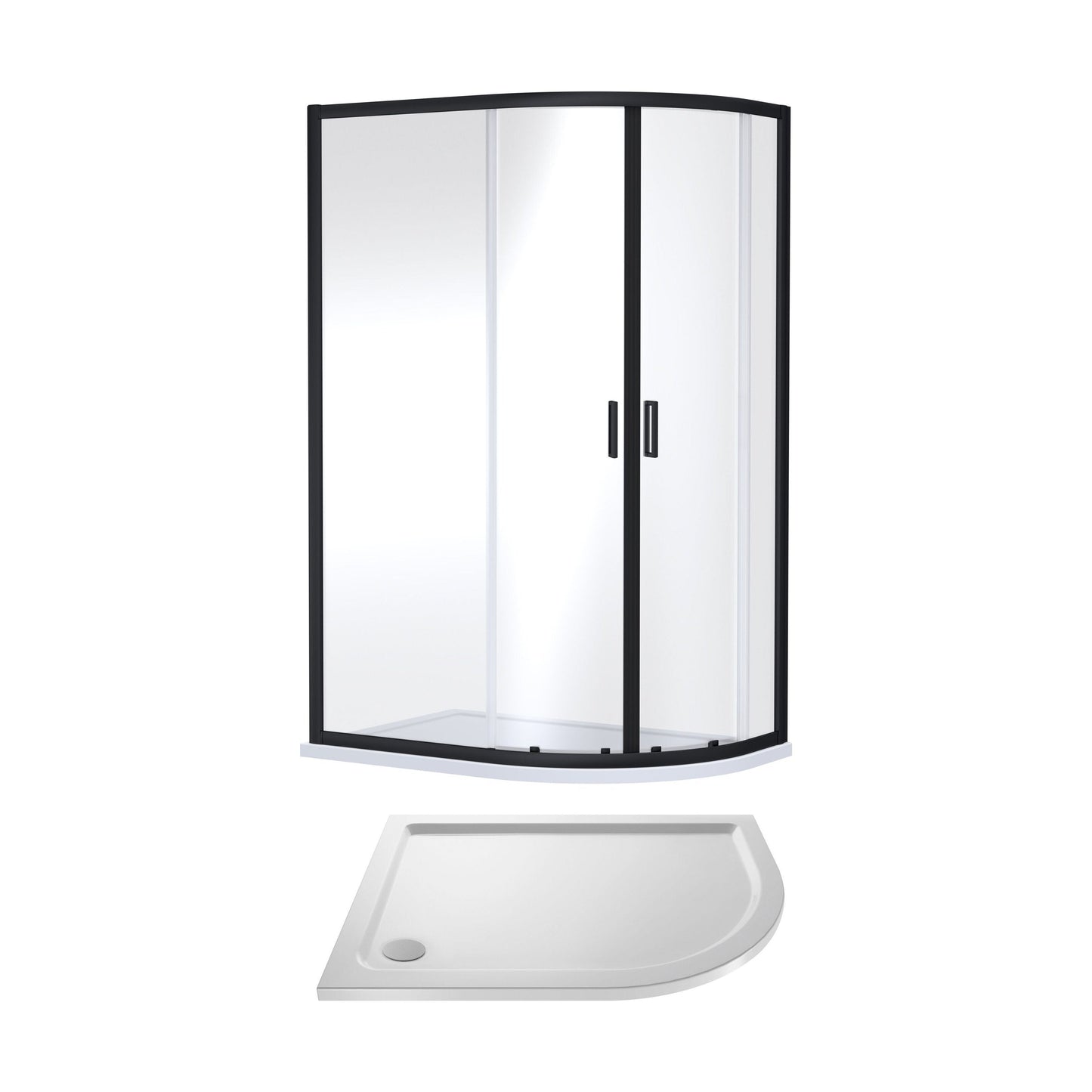 [BEZET072] Almington Offset Quadrant Shower Enclosure and Shower Tray - Choice of Size, Tray Orientation and Finish - Cutout