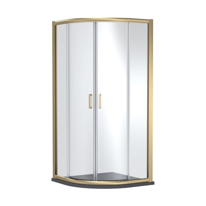 [BEZLU007] 8mm Toughened Safety Glass Quadrant Shower Enclosure and Resin Shower Tray - Choice of Size and Finish - Cutout