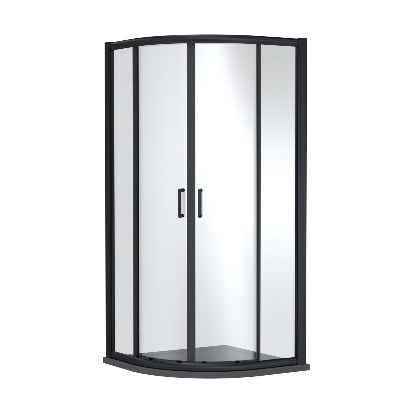 [BEZLU012] 8mm Toughened Safety Glass Quadrant Shower Enclosure and Resin Shower Tray - Choice of Size and Finish - Cutout