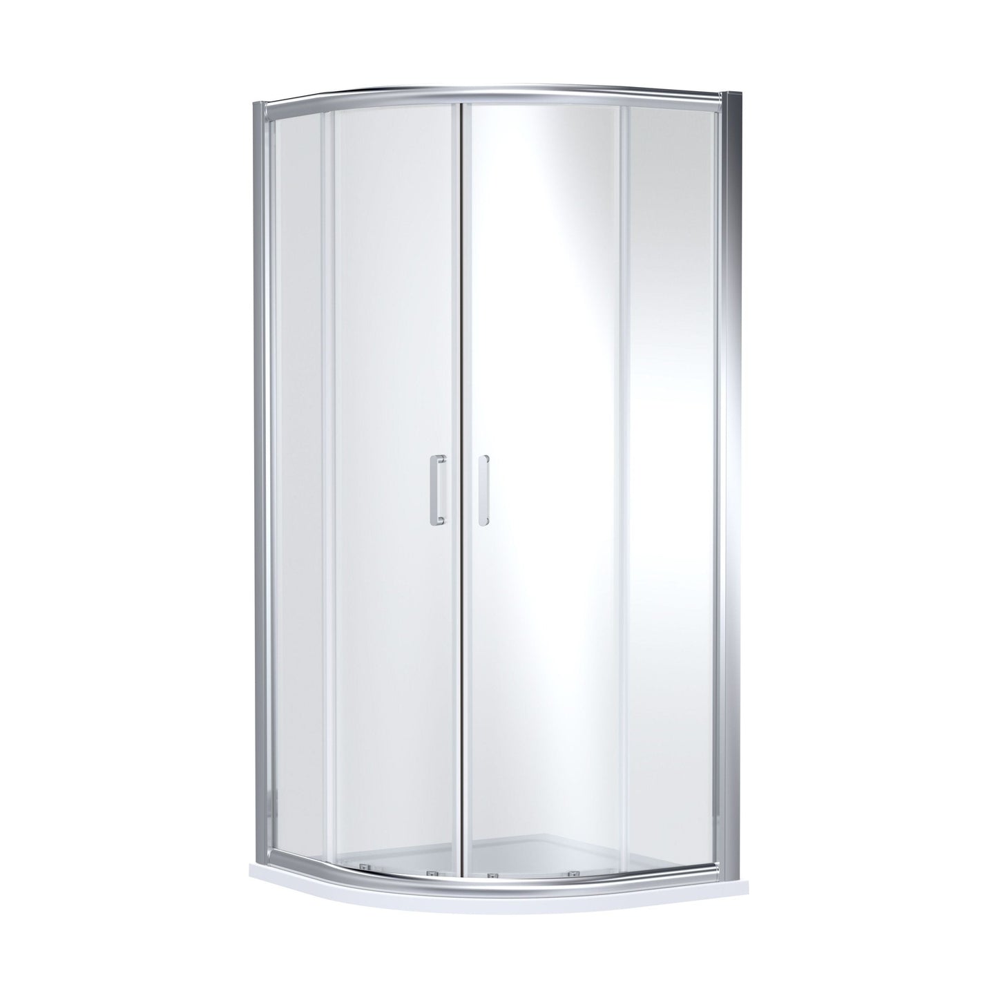 [BEZLU016] 8mm Toughened Safety Glass Quadrant Shower Enclosure and Resin Shower Tray - Choice of Size and Finish - Cutout