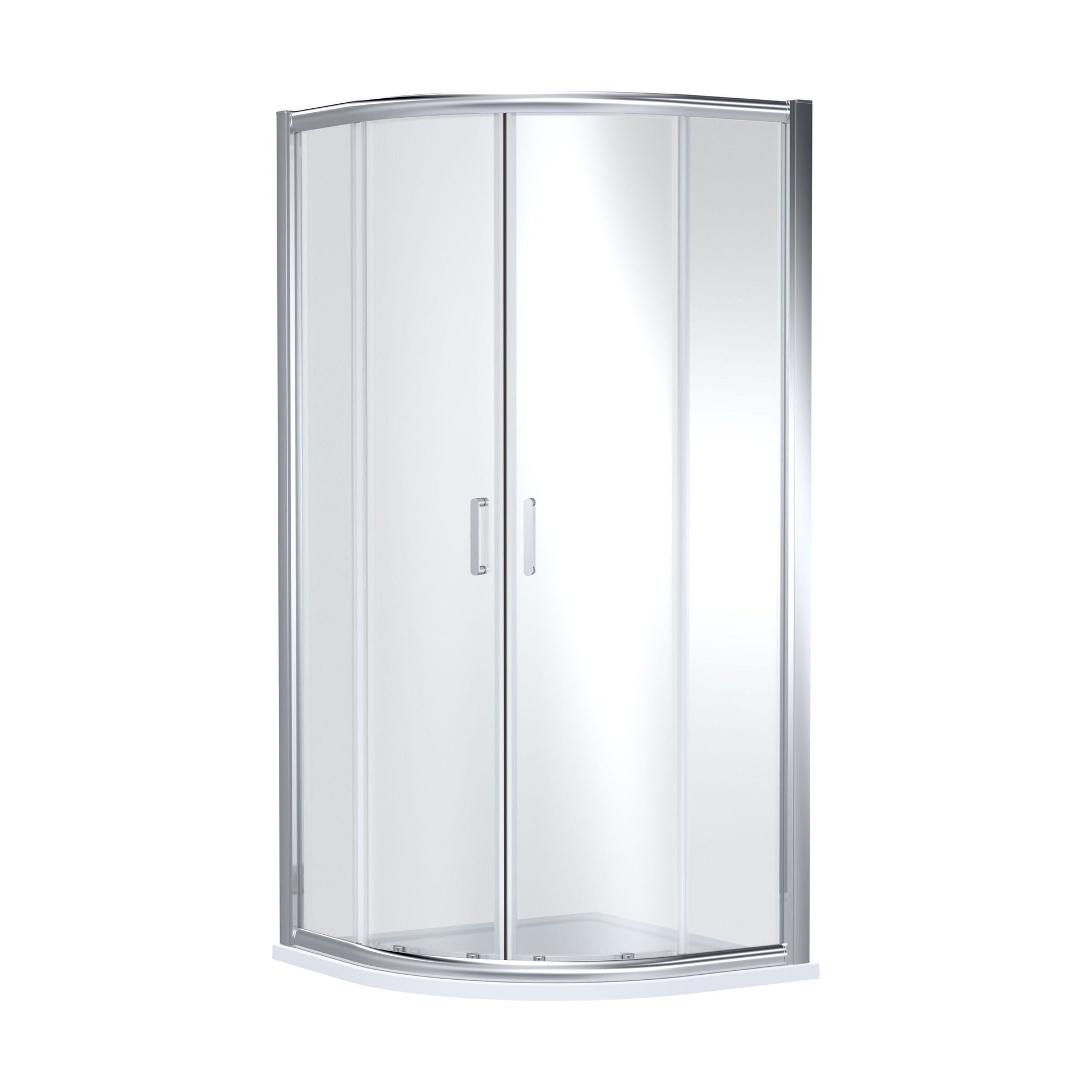 [BEZLU016] 8mm Toughened Safety Glass Quadrant Shower Enclosure and Resin Shower Tray - Choice of Size and Finish - Cutout