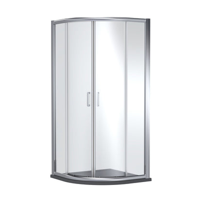 [BEZLU017] 8mm Toughened Safety Glass Quadrant Shower Enclosure and Resin Shower Tray - Choice of Size and Finish - Cutout