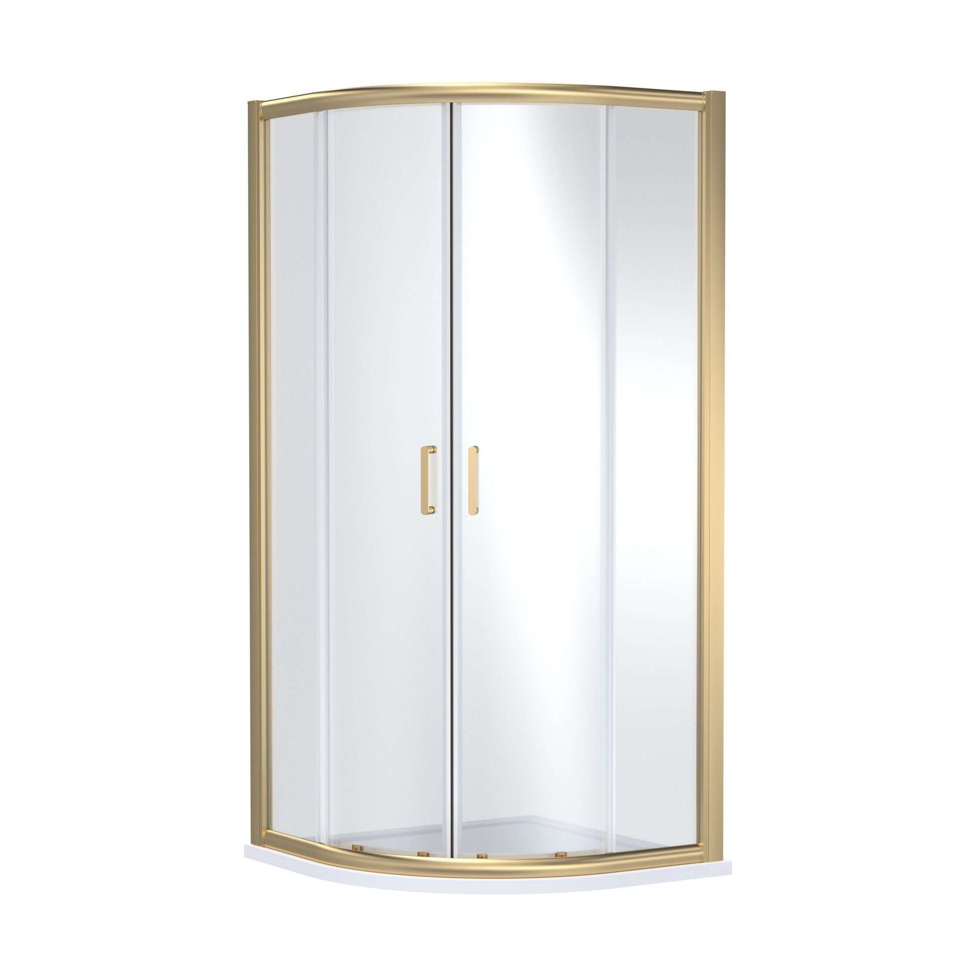 [BEZLU018] 8mm Toughened Safety Glass Quadrant Shower Enclosure and Resin Shower Tray - Choice of Size and Finish - Cutout