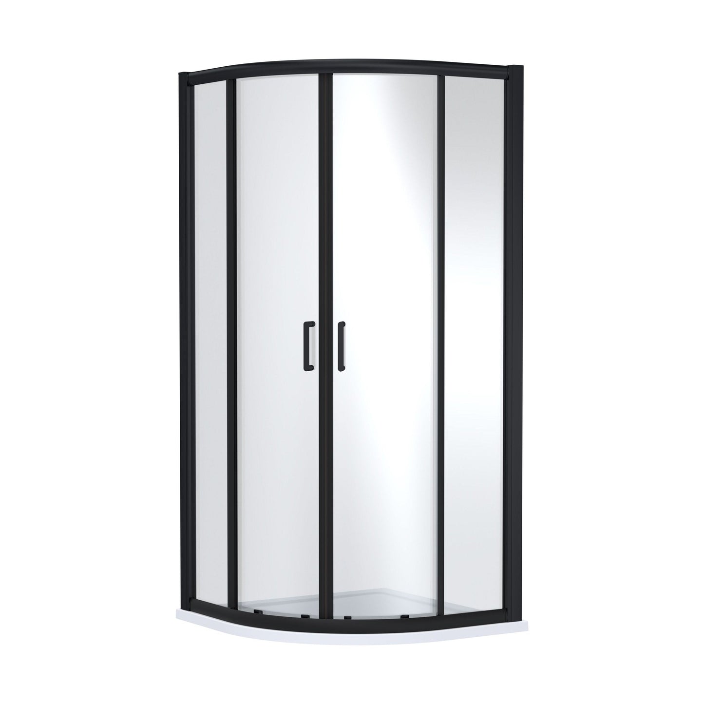 [BEZLU020] 8mm Toughened Safety Glass Quadrant Shower Enclosure and Resin Shower Tray - Choice of Size and Finish - Cutout