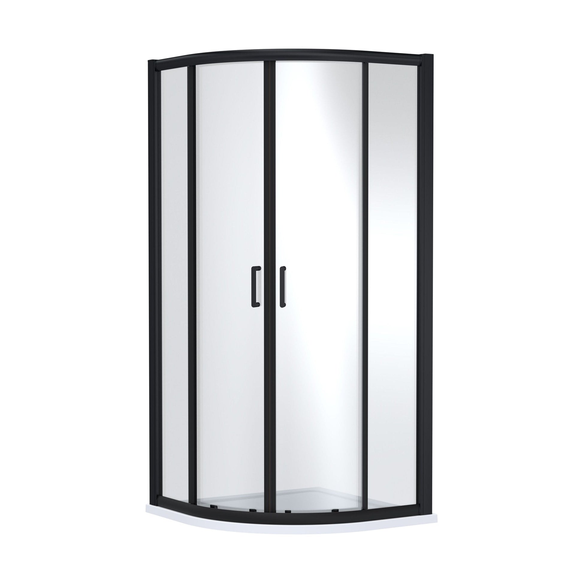 [BEZLU020] 8mm Toughened Safety Glass Quadrant Shower Enclosure and Resin Shower Tray - Choice of Size and Finish - Cutout