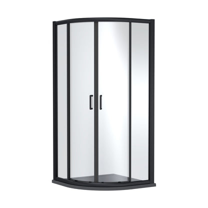 [BEZLU021] 8mm Toughened Safety Glass Quadrant Shower Enclosure and Resin Shower Tray - Choice of Size and Finish - Cutout