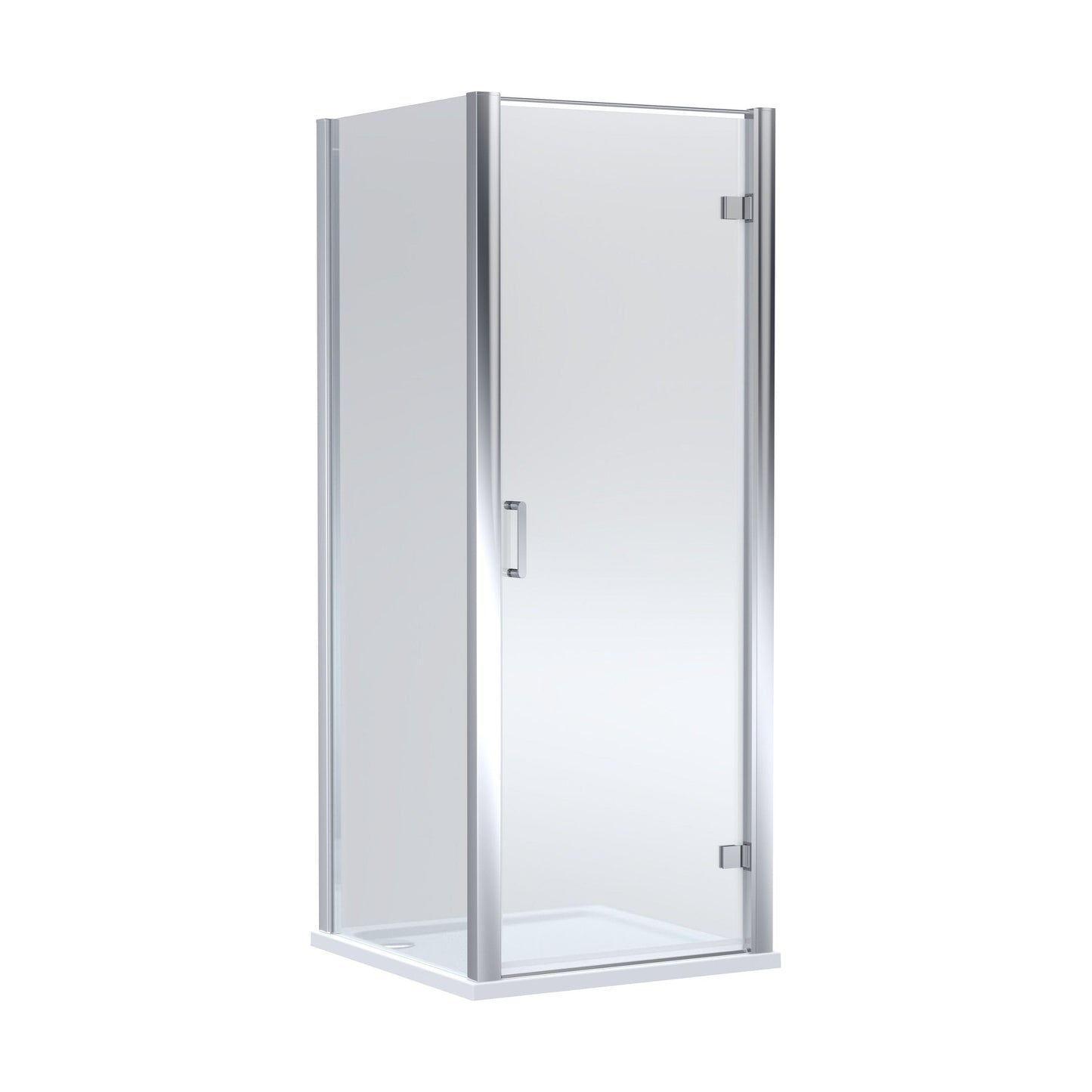 [BEZLU040] 8mm Toughened Safety Glass Hinged Shower Door, Side Panel and Shower Tray - Choice of Size and Finish - Cutout