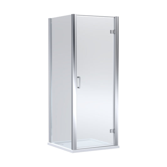 [BEZLU040] 8mm Toughened Safety Glass Hinged Shower Door, Side Panel and Shower Tray - Choice of Size and Finish - Cutout