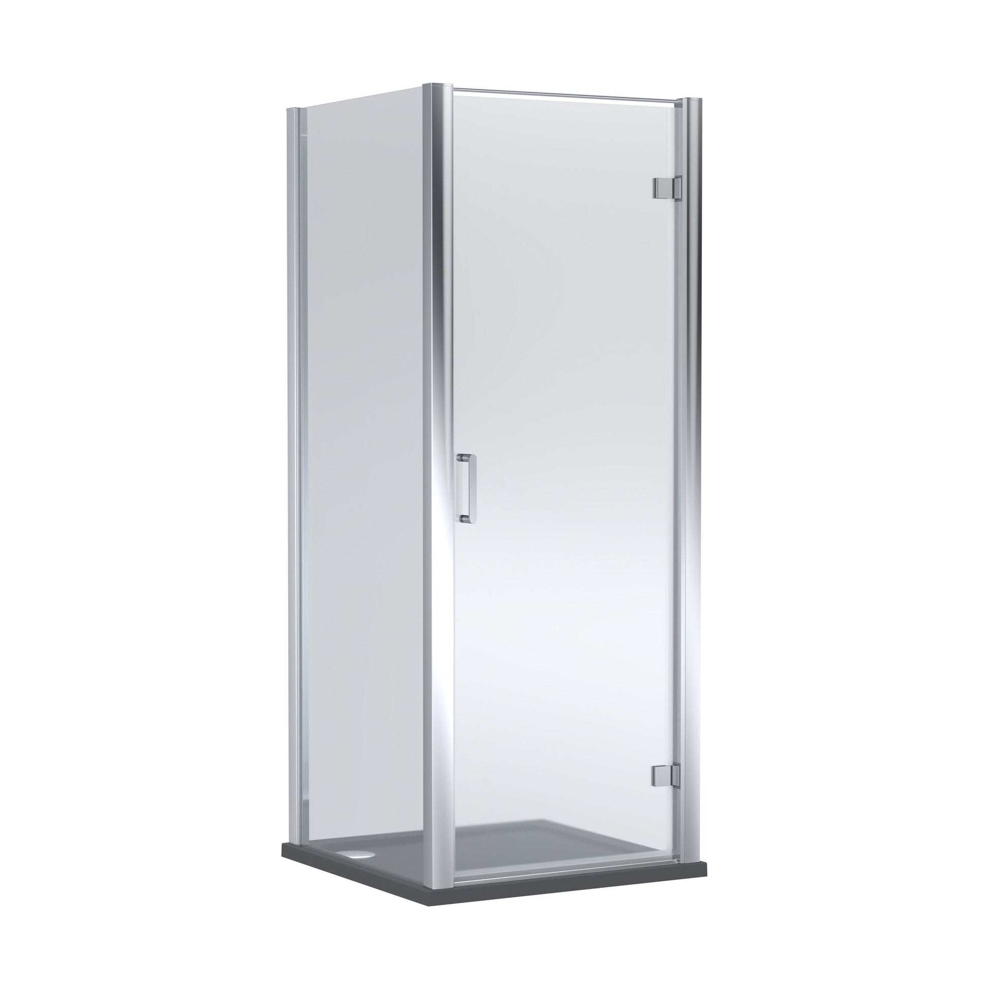 [BEZLU042] 8mm Toughened Safety Glass Hinged Shower Door, Side Panel and Shower Tray - Choice of Size and Finish - Cutout