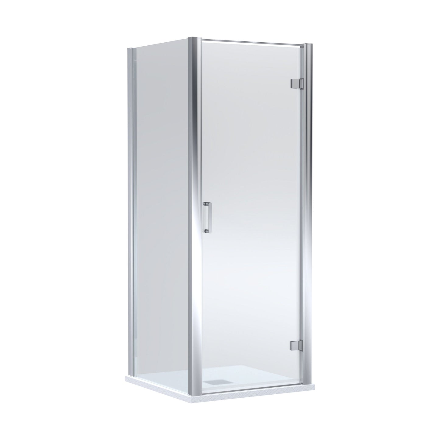 [BEZLU043] 8mm Toughened Safety Glass Hinged Shower Door, Side Panel and Slimline Shower Tray - Choice of Size and Finish - Cutout