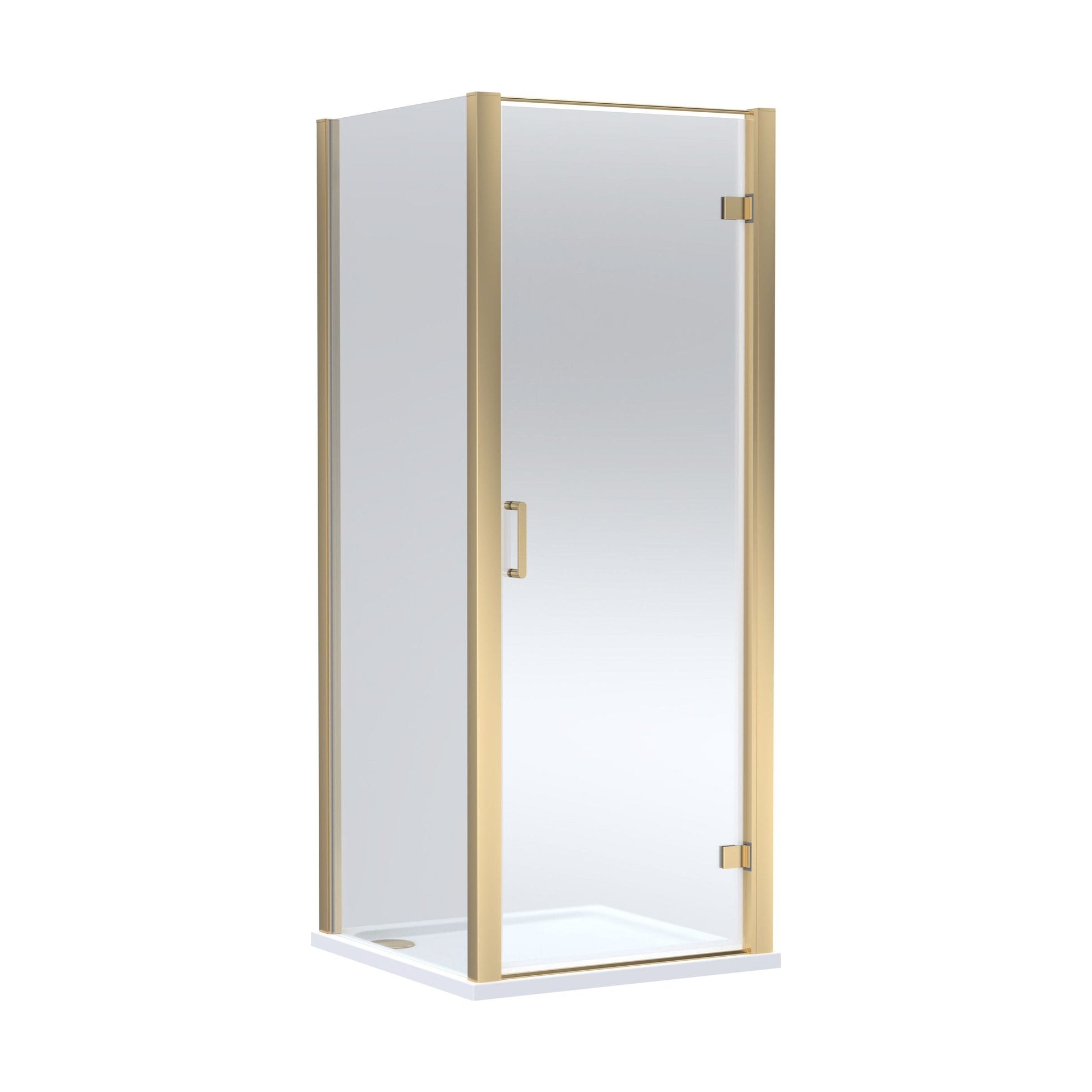 [BEZLU046] 8mm Toughened Safety Glass Hinged Shower Door, Side Panel and Shower Tray - Choice of Size and Finish - Cutout