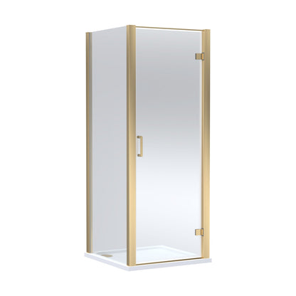 [BEZLU046] 8mm Toughened Safety Glass Hinged Shower Door, Side Panel and Shower Tray - Choice of Size and Finish - Cutout