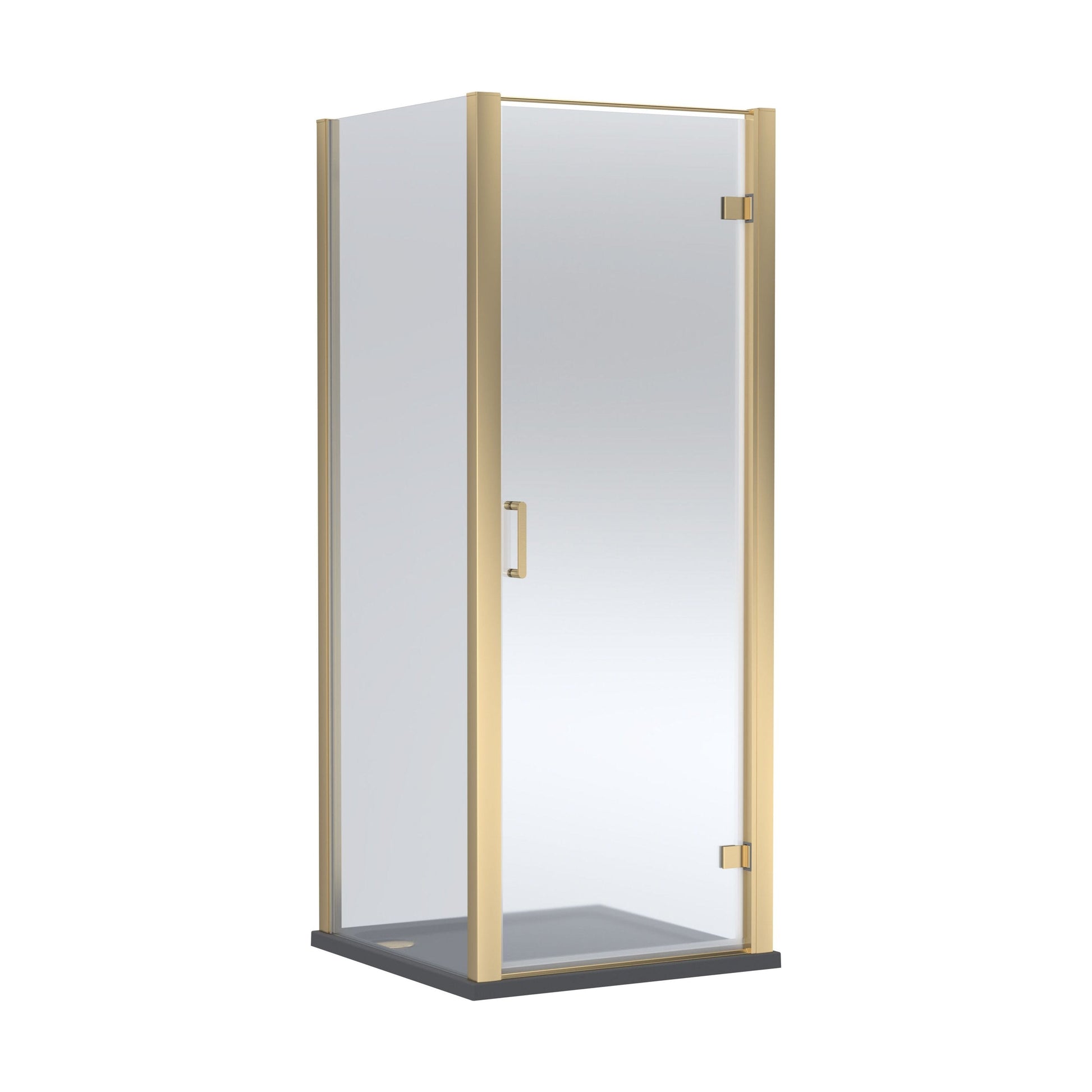 [BEZLU048] 8mm Toughened Safety Glass Hinged Shower Door, Side Panel and Shower Tray - Choice of Size and Finish - Cutout