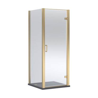 [BEZLU048] 8mm Toughened Safety Glass Hinged Shower Door, Side Panel and Shower Tray - Choice of Size and Finish - Cutout