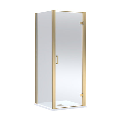 [BEZLU049] 8mm Toughened Safety Glass Hinged Shower Door, Side Panel and Slimline Shower Tray - Choice of Size and Finish - Cutout