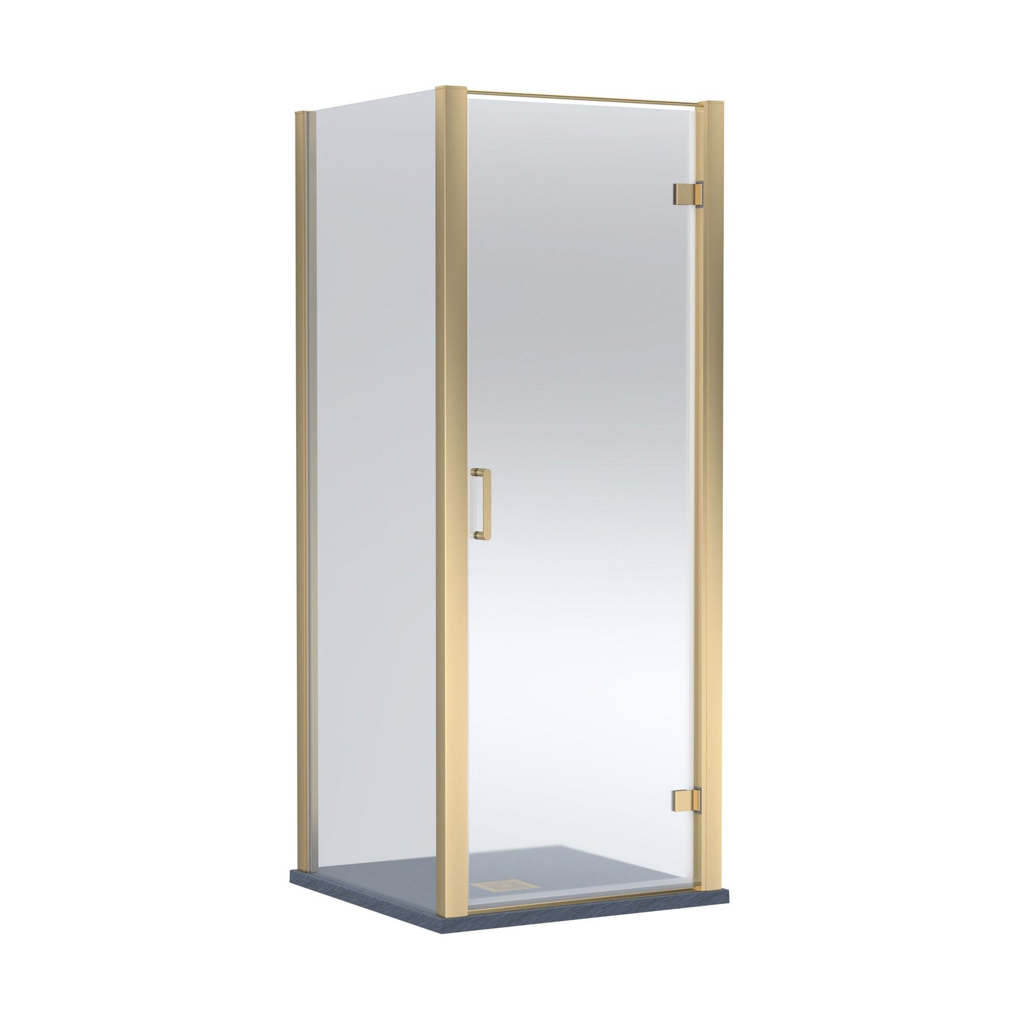 [BEZLU050] 8mm Toughened Safety Glass Hinged Shower Door, Side Panel and Slimline Shower Tray - Choice of Size and Finish - Cutout