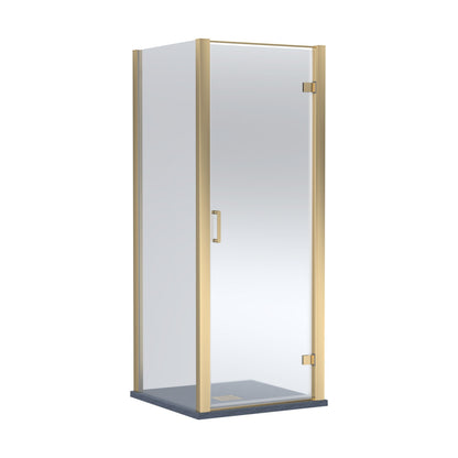 [BEZLU050] 8mm Toughened Safety Glass Hinged Shower Door, Side Panel and Slimline Shower Tray - Choice of Size and Finish - Cutout