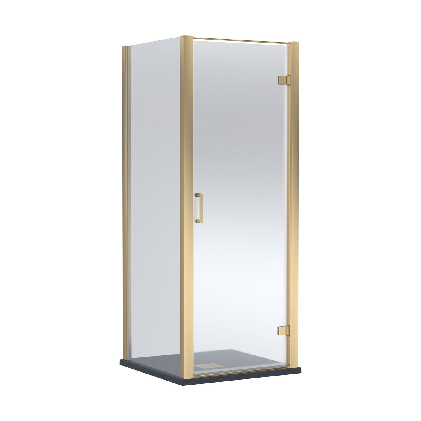 [BEZLU051] 8mm Toughened Safety Glass Hinged Shower Door, Side Panel and Slimline Shower Tray - Choice of Size and Finish - Cutout