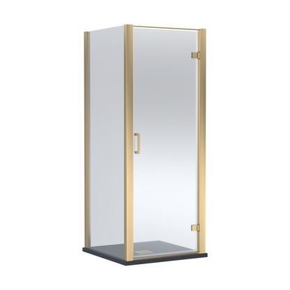 [BEZLU051] 8mm Toughened Safety Glass Hinged Shower Door, Side Panel and Slimline Shower Tray - Choice of Size and Finish - Cutout