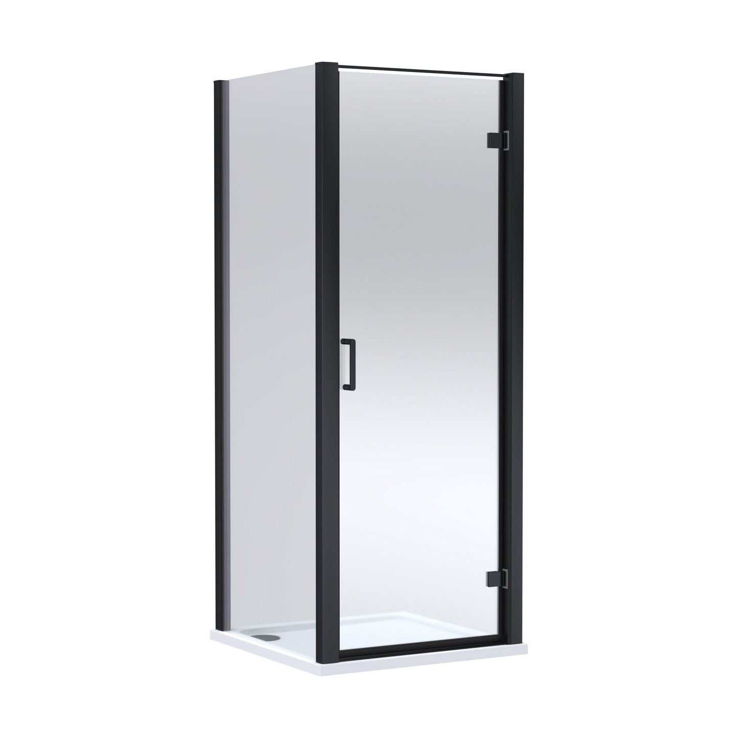 [BEZLU052] 8mm Toughened Safety Glass Hinged Shower Door, Side Panel and Shower Tray - Choice of Size and Finish - Cutout