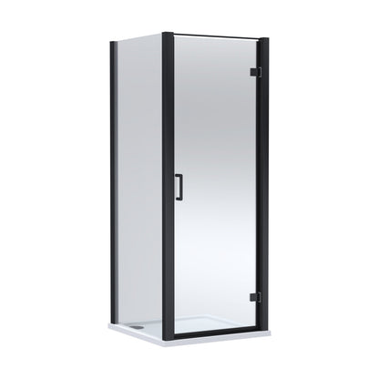 [BEZLU053] 8mm Toughened Safety Glass Hinged Shower Door, Side Panel and Shower Slip Resistant Tray - Choice of Size and Finish - Cutout