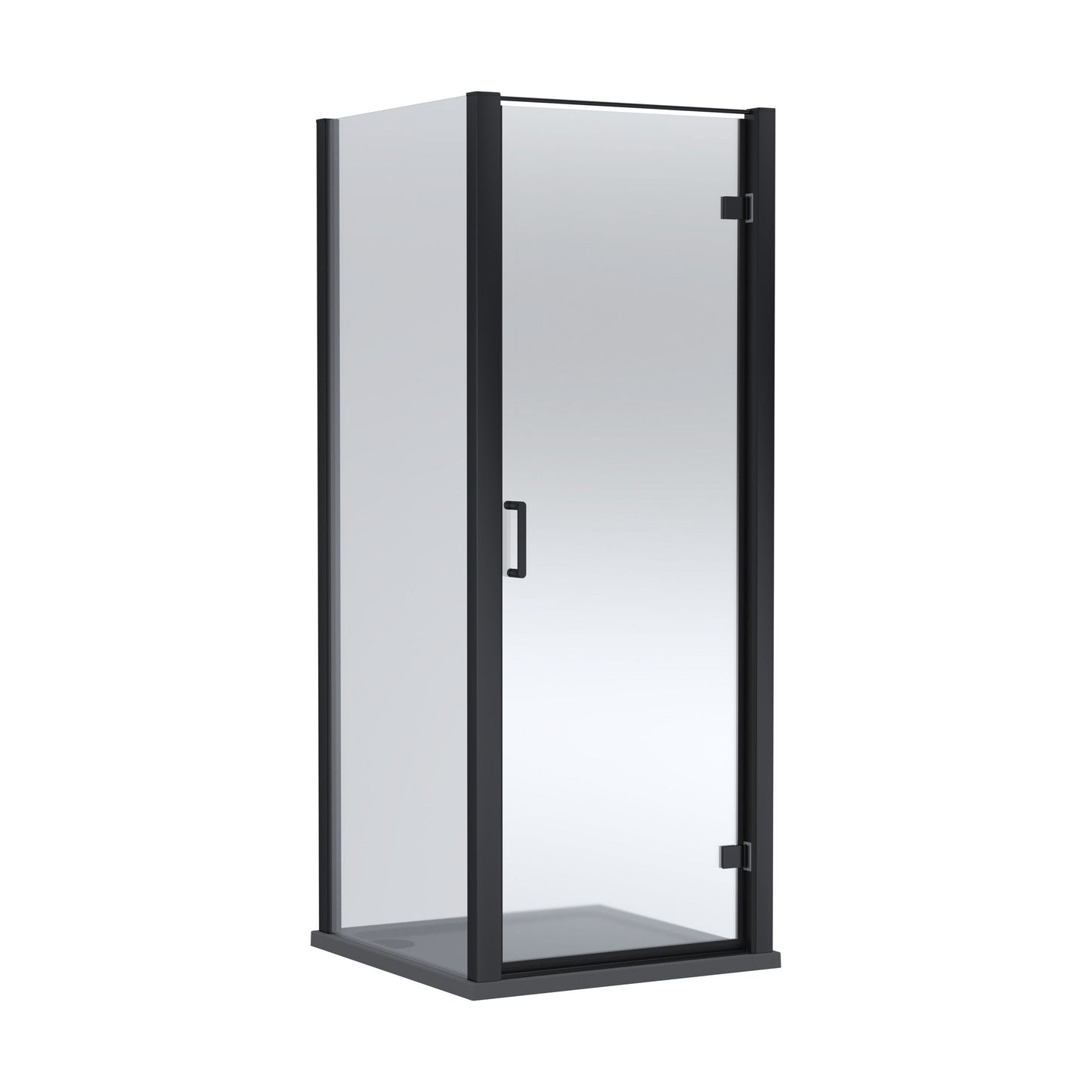 [BEZLU054] 8mm Toughened Safety Glass Hinged Shower Door, Side Panel and Shower Tray - Choice of Size and Finish - Cutout