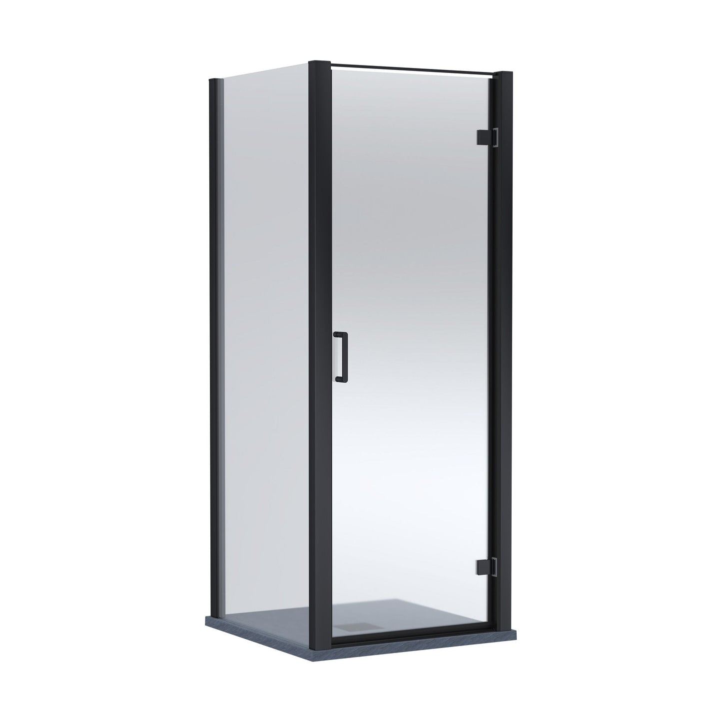 [BEZLU056] 8mm Toughened Safety Glass Hinged Shower Door, Side Panel and Slimline Shower Tray - Choice of Size and Finish - Cutout