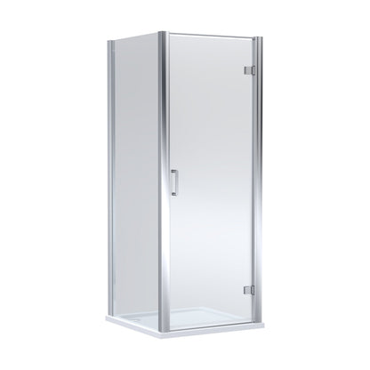 [BEZLU058] 8mm Toughened Safety Glass Hinged Shower Door, Side Panel and Shower Tray - Choice of Size and Finish - Cutout