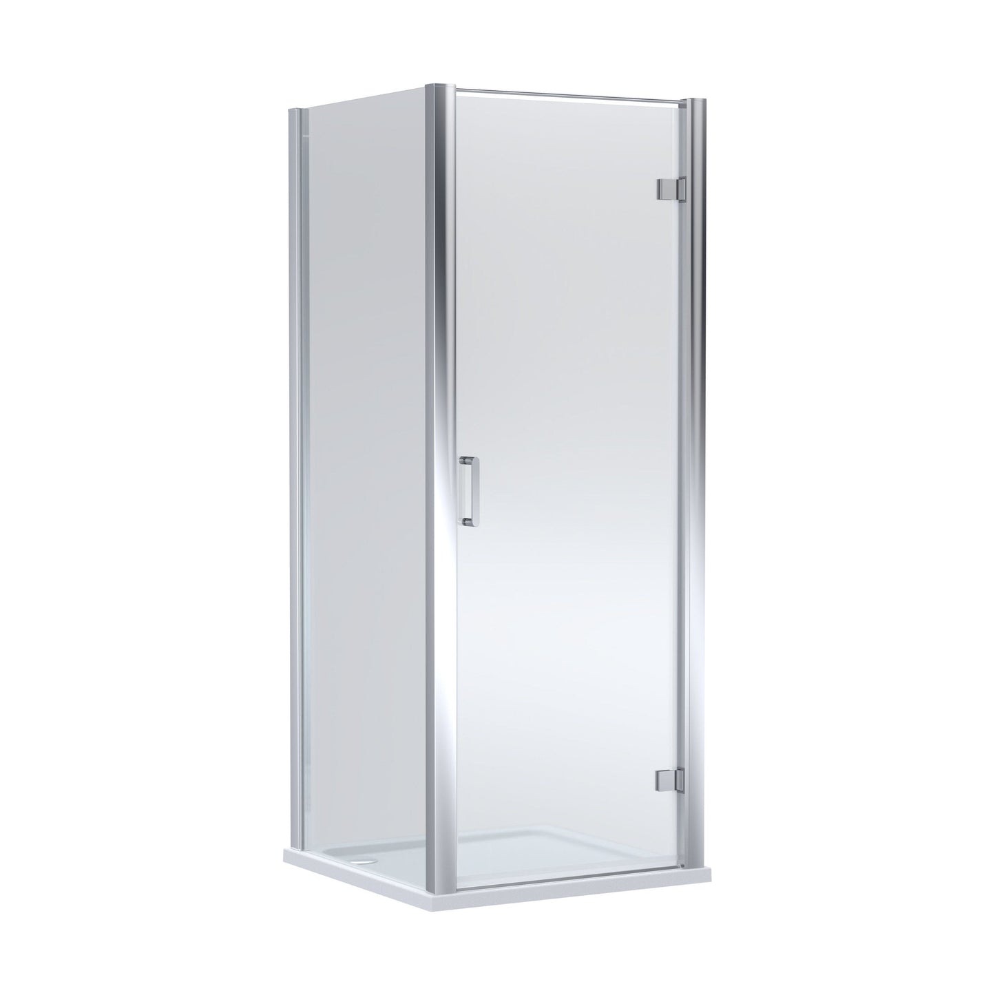 [BEZLU059] 8mm Toughened Safety Glass Hinged Shower Door, Side Panel and Shower Slip Resistant Tray - Choice of Size and Finish - Cutout