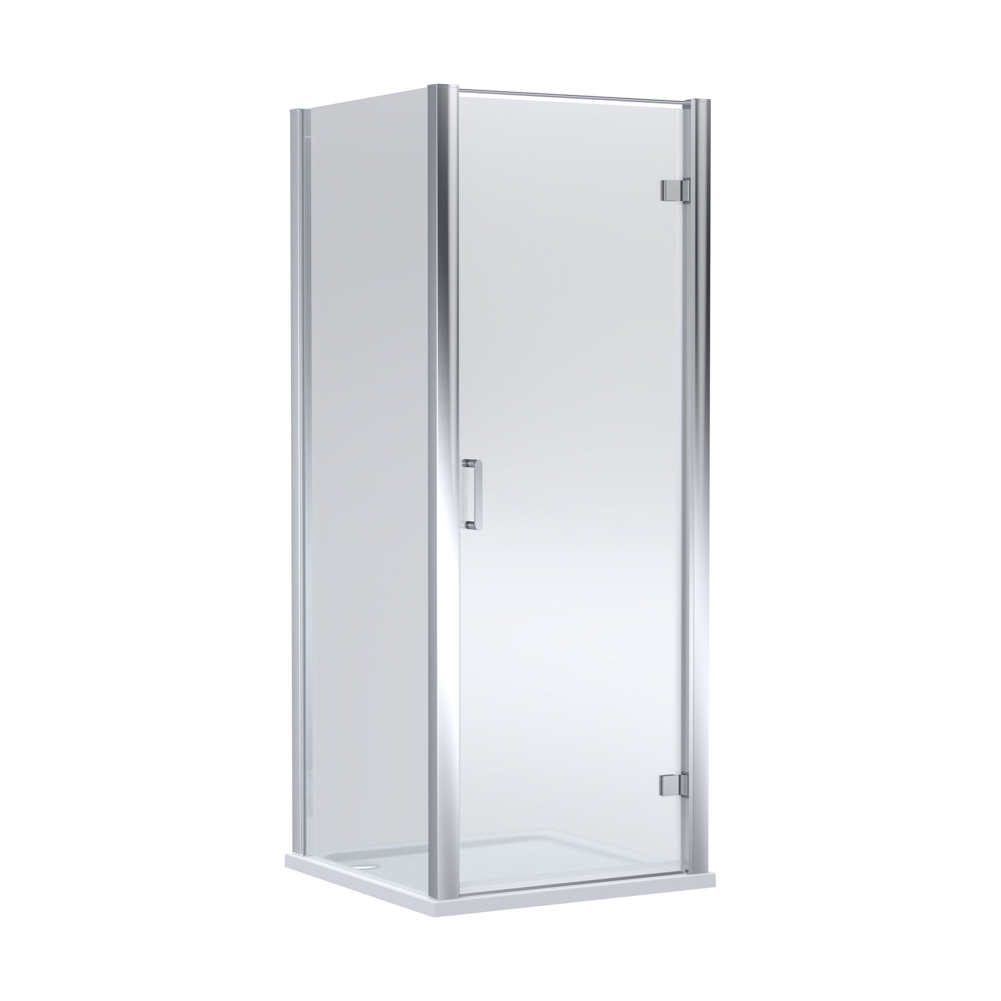 [BEZLU059] 8mm Toughened Safety Glass Hinged Shower Door, Side Panel and Shower Slip Resistant Tray - Choice of Size and Finish - Cutout