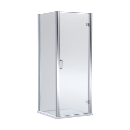 [BEZLU059] 8mm Toughened Safety Glass Hinged Shower Door, Side Panel and Shower Slip Resistant Tray - Choice of Size and Finish - Cutout