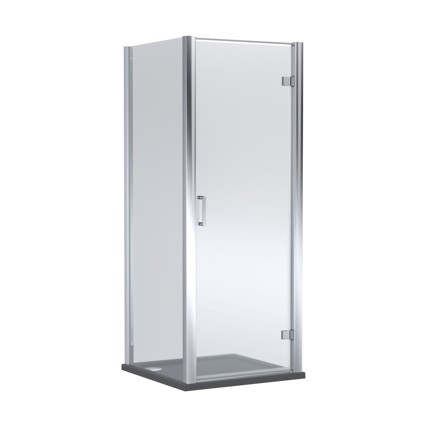 [BEZLU060] 8mm Toughened Safety Glass Hinged Shower Door, Side Panel and Shower Tray - Choice of Size and Finish - Cutout