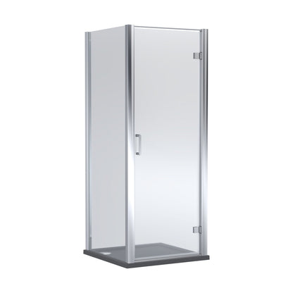 [BEZLU060] 8mm Toughened Safety Glass Hinged Shower Door, Side Panel and Shower Tray - Choice of Size and Finish - Cutout