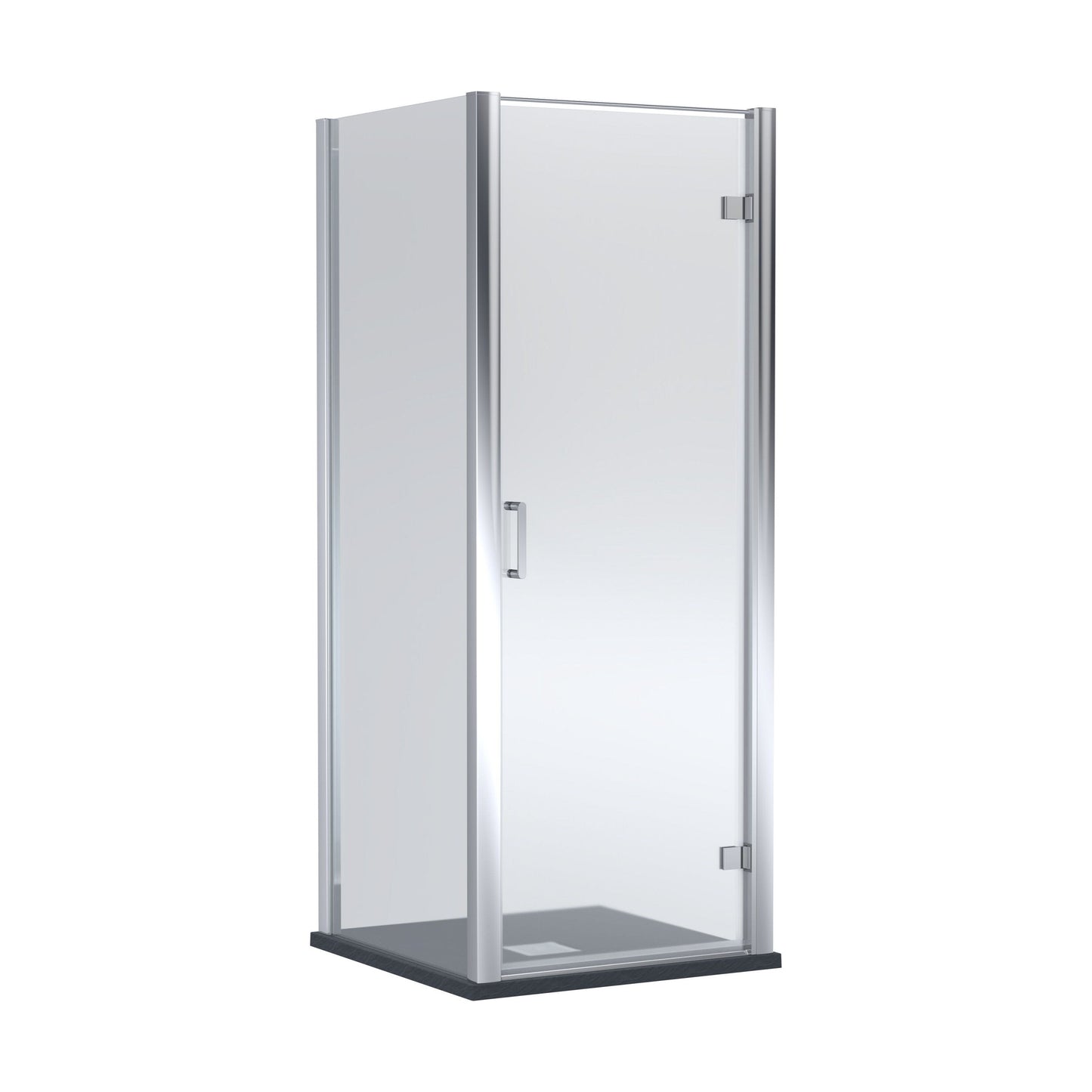 [BEZLU063] 8mm Toughened Safety Glass Hinged Shower Door, Side Panel and Slimline Shower Tray - Choice of Size and Finish - Cutout