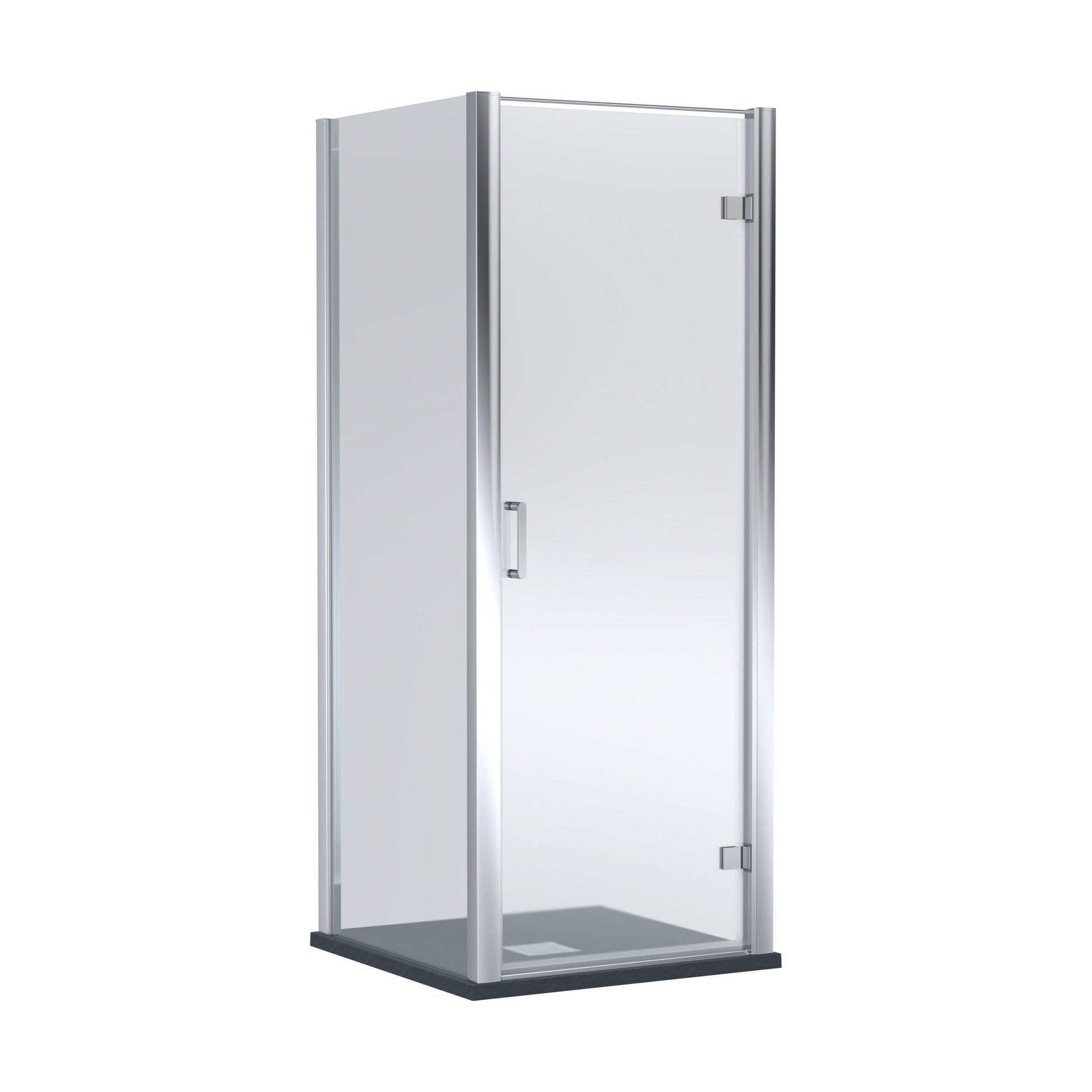 [BEZLU063] 8mm Toughened Safety Glass Hinged Shower Door, Side Panel and Slimline Shower Tray - Choice of Size and Finish - Cutout
