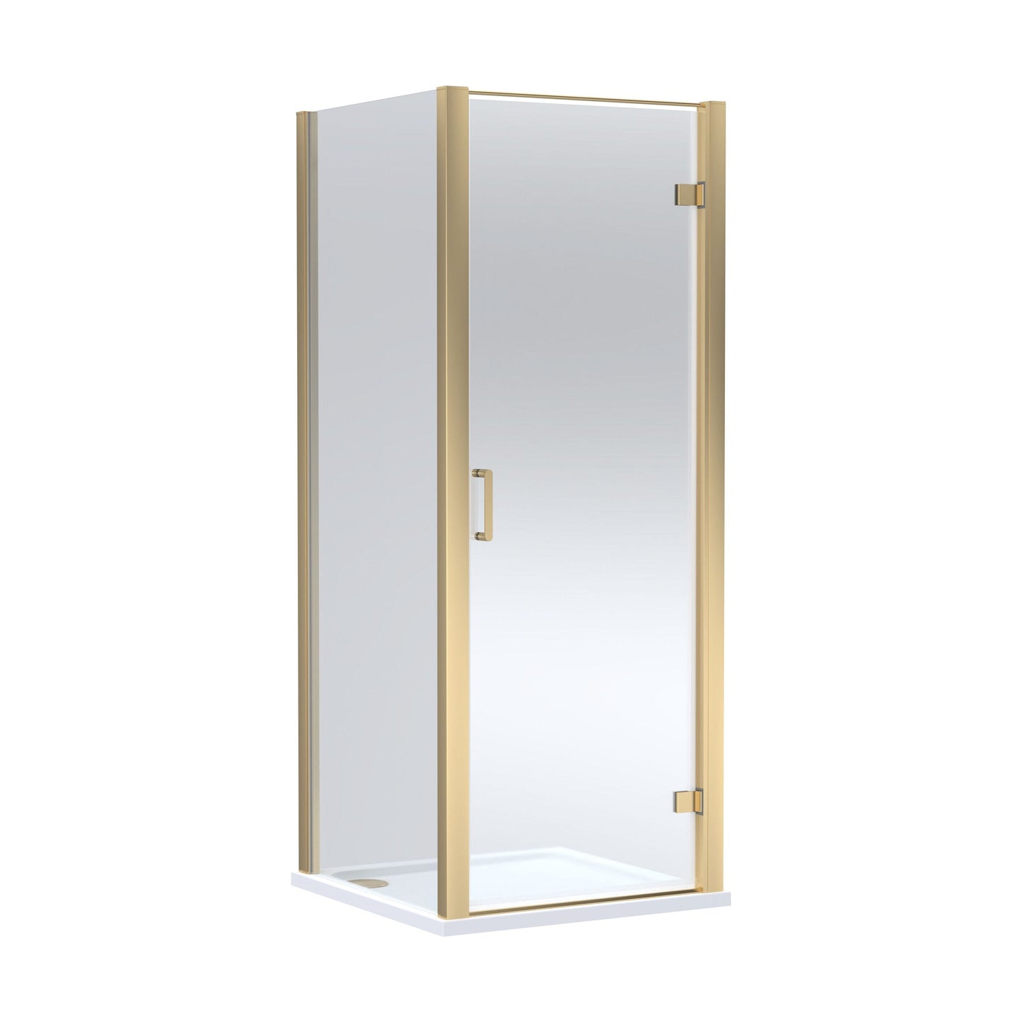 [BEZLU064] 8mm Toughened Safety Glass Hinged Shower Door, Side Panel and Shower Tray - Choice of Size and Finish - Cutout