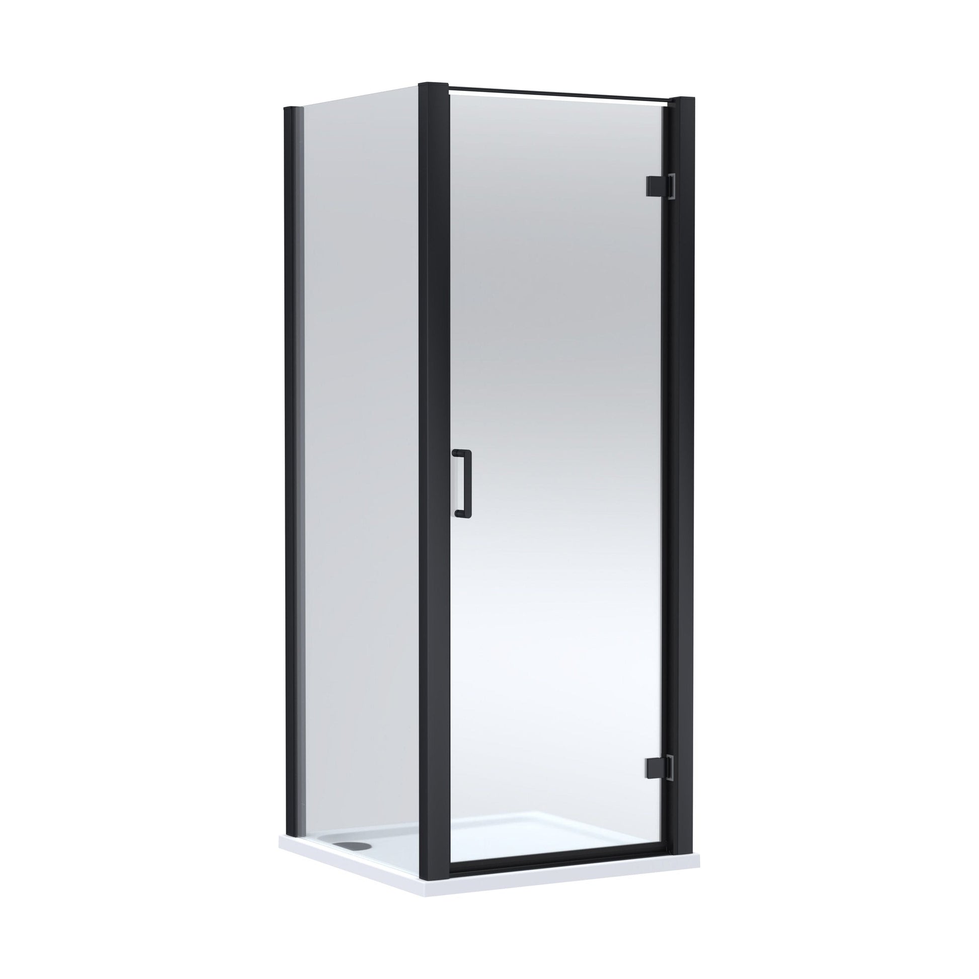 [BEZLU070] 8mm Toughened Safety Glass Hinged Shower Door, Side Panel and Shower Tray - Choice of Size and Finish - Cutout