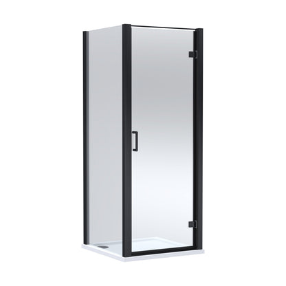 [BEZLU070] 8mm Toughened Safety Glass Hinged Shower Door, Side Panel and Shower Tray - Choice of Size and Finish - Cutout
