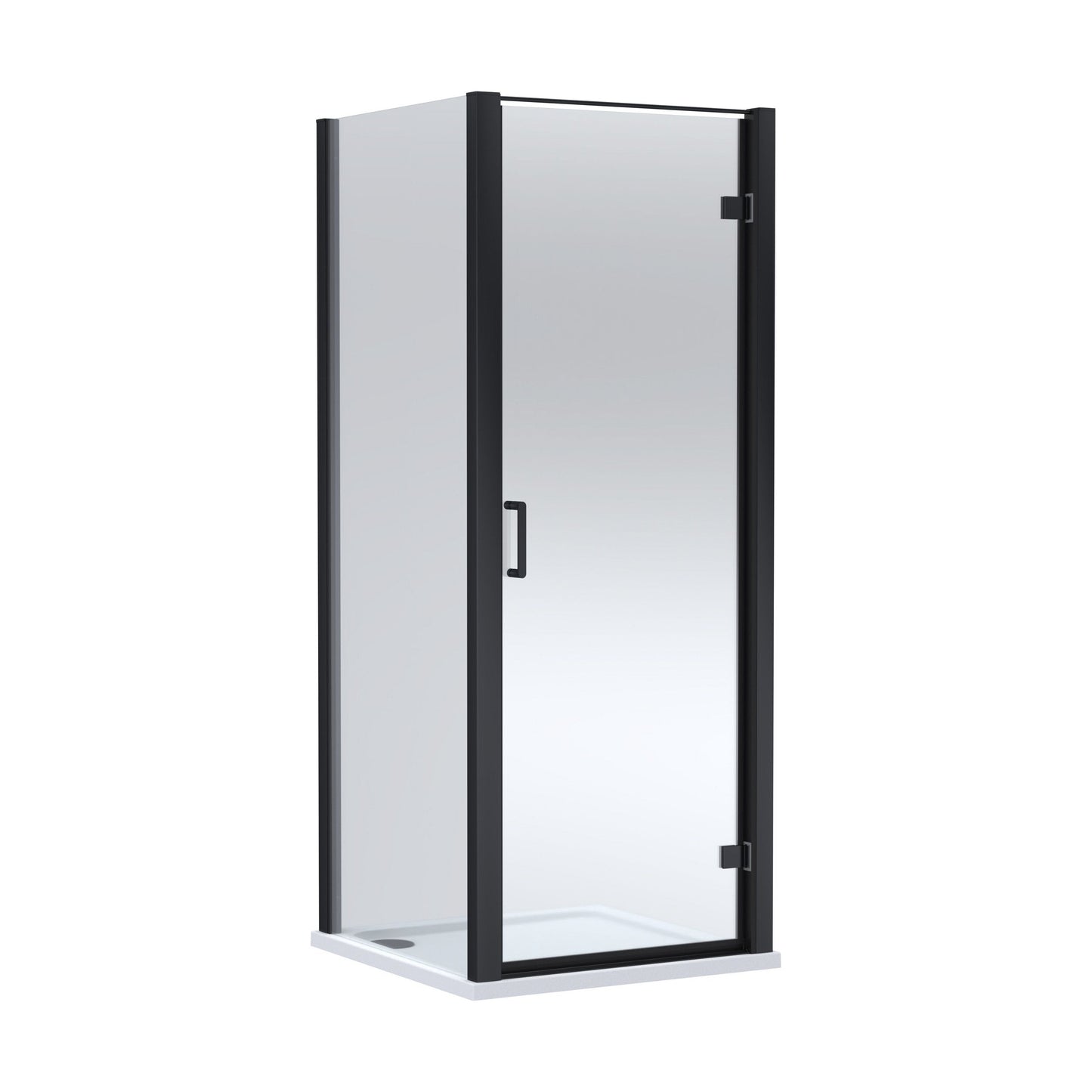 [BEZLU071] 8mm Toughened Safety Glass Hinged Shower Door, Side Panel and Shower Slip Resistant Tray - Choice of Size and Finish - Cutout
